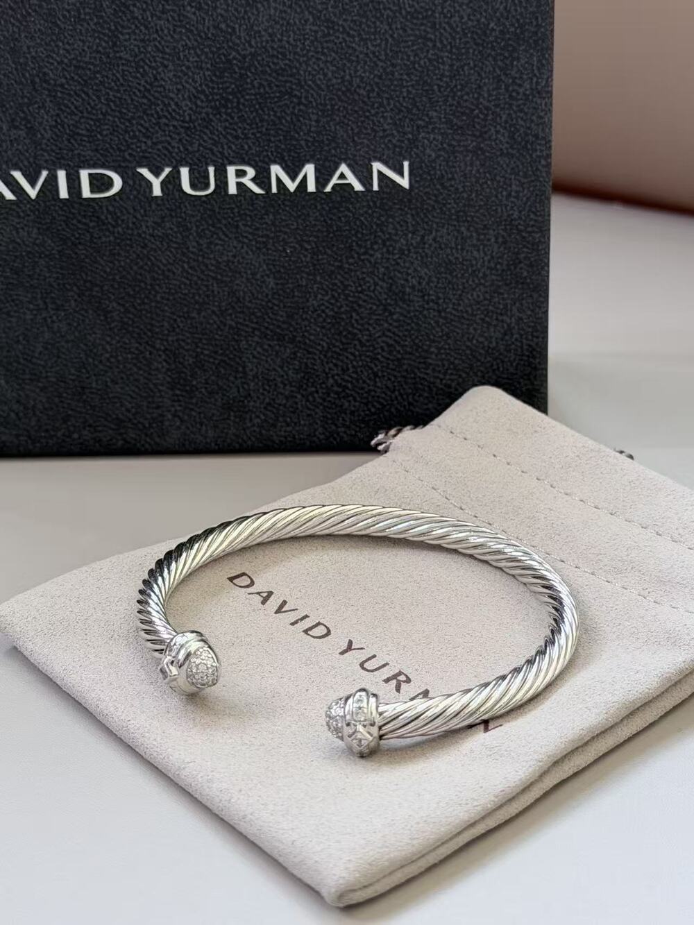 David Yurman Cable Classic Diamond Cuff Bracelet